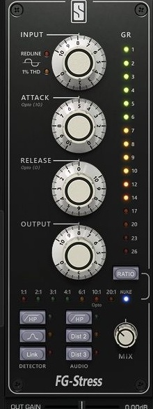 Slate Virtual Mix Rack on David's stereo bus: Classic Strip with FG-Stress engaged, module browser open